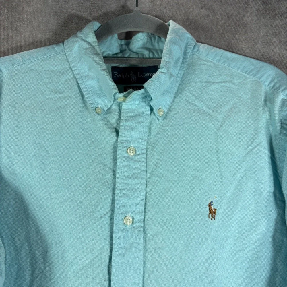 Ralph Lauren Button Down Shirt Mens Large Light Blue Oxford Classic Fit Cotton